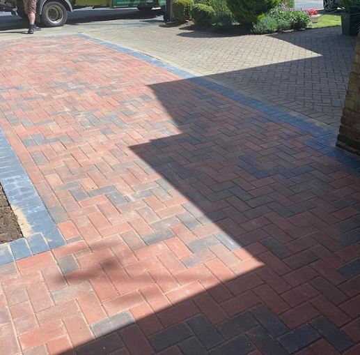 newly laid block paving driveway to replace old