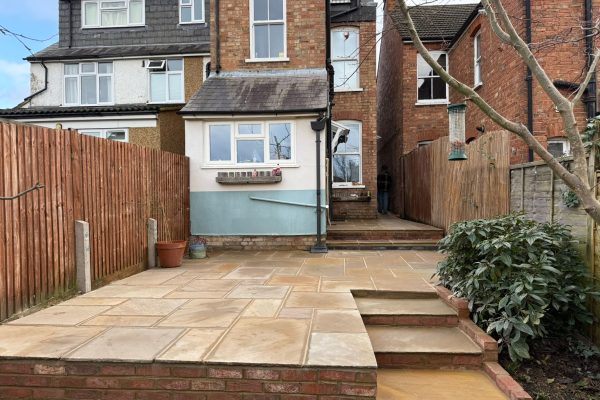 garden patio with steps built in st albans