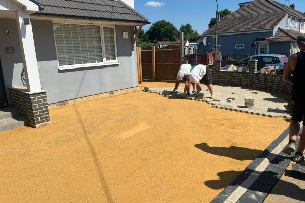 laying a new charcoal block paving driveway in st albans